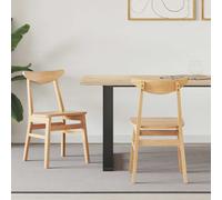 vidaXL Dining Chairs 2 pcs Natural 42 x 47.5 x 81 cm Solid Rubber Wood