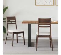 Dining Chairs 2pcs Solid Rubber Wood Light Brown 43x54x89cm Modern Minimalist UK