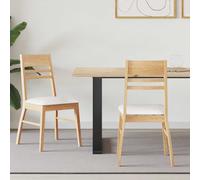 vidaXL Dining Chairs 2 pcs Natural 43 x 54 x 89 cm Solid Rubber Wood