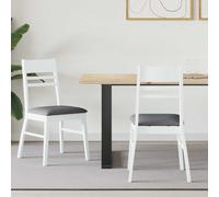 vidaXL Dining Chairs 2 pcs White 43 x 54 x 89 cm Solid Rubber Wood