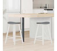 Dining Chairs 2pcs White & Grey Solid Rubber Wood 46x37x63cm Tapered Legs Winter