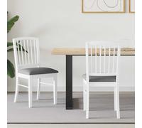 Dining Chairs 2pcs White & Grey Solid Rubber Wood Minimal Set 50 x 52.5 x 91 cm