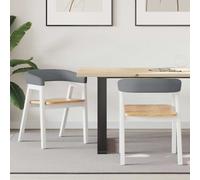 Dining Chairs 2pcs White/Natural Solid Rubber Wood Armrest Square Leg 54x57x73cm
