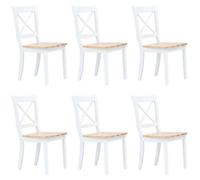 Dining Chairs 45.5 x 52 x 90 cm White and Natural Solid Rubber Wood Set of 6