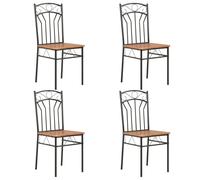 Dining Chairs 4pc Brown MDF Seat 15mm Steel Frame 40x48x86cm Ergonomic Easyclean