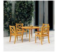 Dining Chairs 4pc Solid Acacia Wood Natural 54x55x90cm Outdoor Armrests Seat43cm