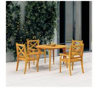 Dining Chairs 4pc Solid Acacia Wood Natural 54x55x90cm Outdoor Armrests Seat43cm