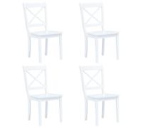 Dining Chairs 4pcs White Solid Rubber Wood 45.5x52x90cm Painted Lacquered Pack4U