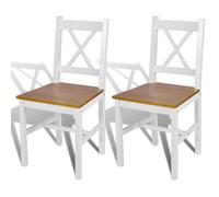Dining Chairs 6pc White Pine Wood 41.5x45.5x85.5cm Ergonomic Seat 44.5cm Setof6