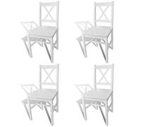 Dining Chairs 6pc White Pinewood Solid Wood 41.5x45.5x85.5cm Ergonomic Seat44.5