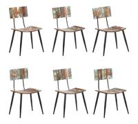 Dining Chairs 6pcs Solid Mango Wood Natural Finish 44x40x80cm Powdered Iron Set