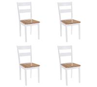 Dining Chairs 6pcs White & Natural Rubberwood 40.5x47.5x95.5cm Solid Painted Set