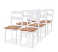 Dining Chairs 6pcs White & Natural Rubberwood 40.5x48x89cm Classic SeatH45cm x6.