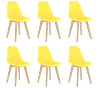 Dining Chairs 6pcs Yellow PP Plastic with Beechwood Legs 46x53.5x82cm Ergo shell