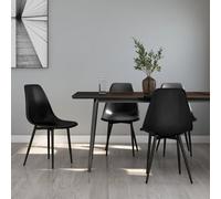 Dining Chairs Black PP Seat, Powder-Coated Metal Legs, 46x52x84 cm Set of 2.