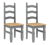 vidaXL Dining Chairs Dining Room Kitchen Chair 2 pcs Grey Solid Wood Pine