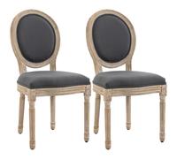 Dining Chairs French-Style Grey Linen Upholstered Rubberwood 49Wx56Dx96Hcm Pair