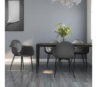 Dining Chairs Grey PP with Powder-Coated Metal Legs 64x59x84 cm Ergonomic Pair