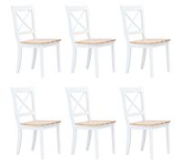 vidaXL 6x Solid Rubber Wood Dining Chairs White Kitchen Furniture Seating