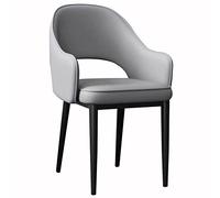 Dining Chairs Kitchen Napa Leather with Ergonomic Armrests Backrest and Metal Legs for Home Commercial Restaurants Living Room chairs -Black leg-White+wine Red(Yellow+g (Light Grey