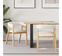 Dining Chairs Natural Light 54x57x73cm Solid Rubber Wood Armrest Square Leg Pair