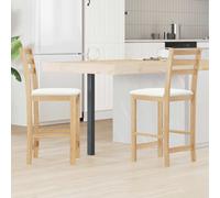Dining Chairs Natural White Solid Rubber Wood 40x47.5x99.5cm Ergonomic Set of 2