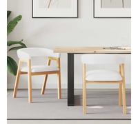 Dining Chairs Natural White Solid Rubber Wood 54x57x73cm Minimalist 2pcs Comfort
