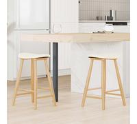Dining Chairs Pair Natural Light Solid Rubber Wood 46x37x63cm Tapered Legs Set
