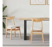 Dining Chairs Set 2 Natural Light Solid Rubber Wood 42x47.5x81 cm Comfy
