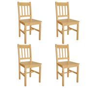Dining Chairs Set 4 Natural Pine Wood 41.5x45.5x86cm Ergonomic Comfort Seat