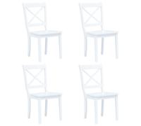 Dining Chairs Set 4 White Solid Rubber Wood 45.5x52x90cm Ergonomic Modern Dining