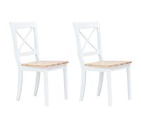 Dining Chairs Set 6pc White & Natural Solid Rubberwood 45.5x52x90cm Polished H45