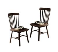 Dining Chairs Set of 2/4, Solid Wood French Country Kitchen Chairs, High Spindle Back Armless Side Chairs for Dining Room, Restaurant, Living Room - Walnut h