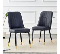 Dining Chairs Set of 2/4, Upholstered Kitchen Chairs, Max. Load 180 kg, Steel Legs, Thick Seat High Back, for Dining Room, Elegant and Stylish Ergonomics (Black