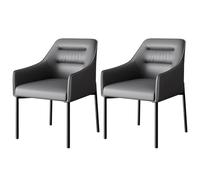 Dining Chairs Set of 2, Faux Leather Accent Upholstered Chairs with Black Legs, Modern Design for Living Room Reception Room Bedroom Study Room
