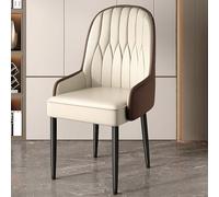 Dining Chairs Set of 2, Faux Leather Upholstered Kitchen Side Chair with High Backs And Metal Legs, Modern Accent Chairs for Living Room Waiting Room Reception Room(Set of 2, Beige A)