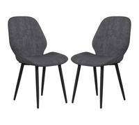 Dining Chairs Set of 2 Grey Velvet Upholstered 56x46x86cm Steel Legs Armless Pad
