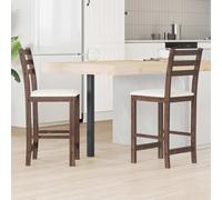 Dining Chairs Set of 2 Light Brown Solid Rubber Wood 40x47.5x99.5 cm Ergonomic.