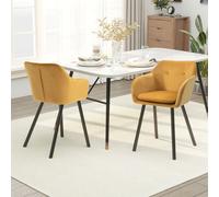 Dining Chairs Set of 2 Modern Upholstered Fabric Velvet-Touch Leisure Chairs with Backrest and Armrests