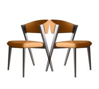 Dining Chairs Set of 2 PU Leather Upholstered Dining Room Chairs with Back Metal Legs Armless Accent Guest Dinner Chairs for Vanity Reception Waiting Room