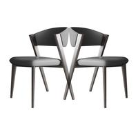 Dining Chairs Set of 2 PU Leather Upholstered Dining Room Chairs with Back Metal Legs Armless Accent Guest Dinner Chairs for Vanity Reception Waiting Room