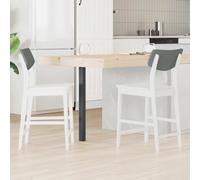 Dining Chairs Set of 2 Solid Rubber Wood White 48x49x95 cm High Back for Kitchen