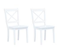 Dining Chairs Set of 2 White Solid Rubber Wood 45.5x52x90cm Ergonomic Seat 45 cm