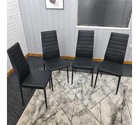 Dining Chairs Set of 4 Black Leather Kitchen Chairs KOSY KOALA Black One Size