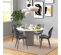 Dining Chairs Set of 4, Modern Style Flannel Upholstered Kitchen Chairs with Backs and Steel Legs, for Living Room, Dining Room, Bedroom HOMCOM Dark Grey One Size