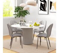 HOMCOM Modern Style Kitchen Chairs Set of 4 with Flannel Upholstered, Light Grey