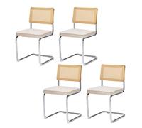 Dining Chairs Set of 4 - Upholstered Rattan Backrest, Metal Frame, Comfortable Accent Chairs for Dining Room, Kitchen, Living Room, 350lbs Load Capacity