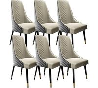 Dining Chairs Set of 6 Artificial PU Leather Kitchen Lounge Chair with Solid Wood Legs Kitchen Living Room Lounge Counter Chairs(Gray+Beige)