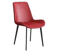 Dining Chairs Set of 6 Mid Century Modern Armless Kitchen Chairs in PU Leather Seat and Carbon Steel Legs Upholstered Dining Accent Side Chairs