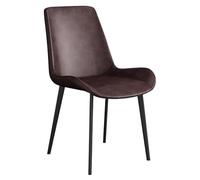 Dining Chairs Set of 6 - Mid Century Modern Armless PU Leather Seat with Carbon Steel Legs - Upholstered Accent Side Chairs